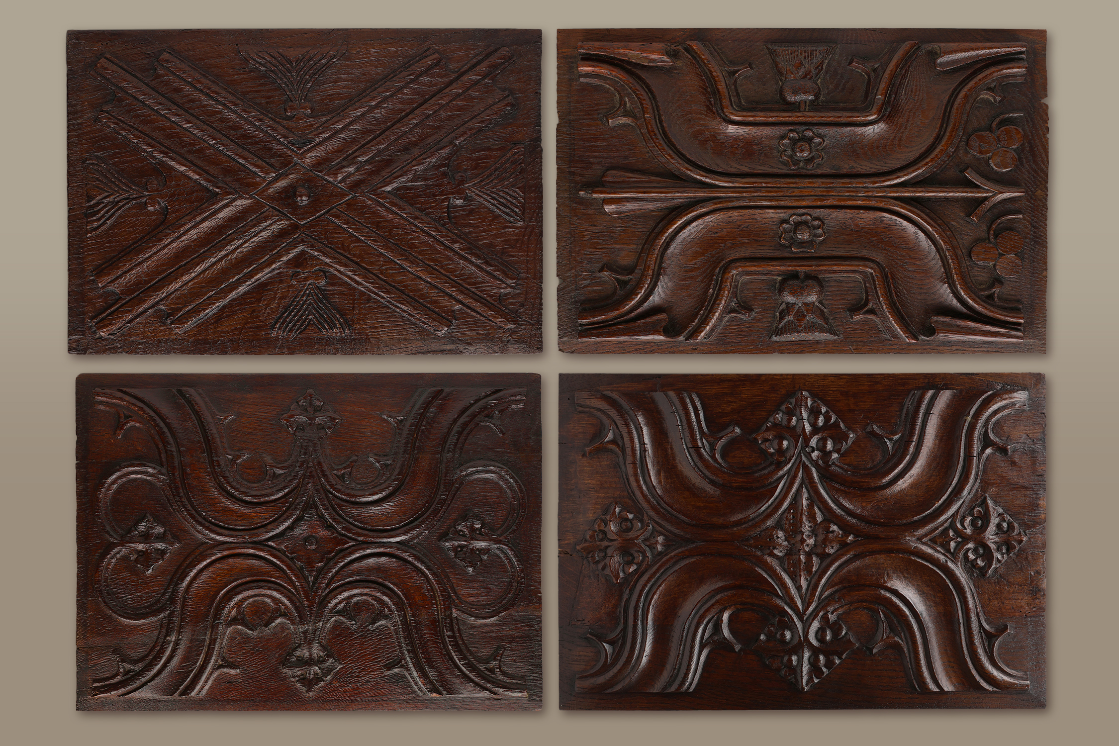 16th Century Hand-Crafted Gothic Panel in Oak, Belgiumthumbnail